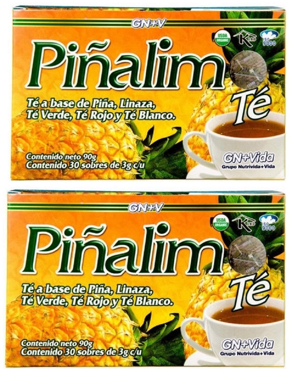 GN + VIDA Pinalim Tea | Pineapple Based Tea Containing Red Tea, Green Tea, White Tea and Senna Leaf | Twin Pack (2 x 30 Tea Bags)