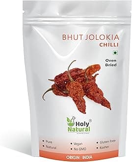 Holy Natural Bhut Jolokia Chilli whole- 15 gm, Ghost pepper pod, Hottest Chilli whole, Oven dried & Spicy chilli of the world