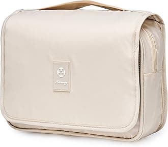 Hanging Travel Toiletry Bag Cosmetic Make up Organizer for Women and Girls Waterproof (Beige)