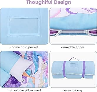Sleeping Bag for Boys Girls,Nap Mat for Kids with Removable Pillow,Warm Toddler Slumber Bag for Bedroom Daycare Kindergarten,Gift for Birthday Christmas