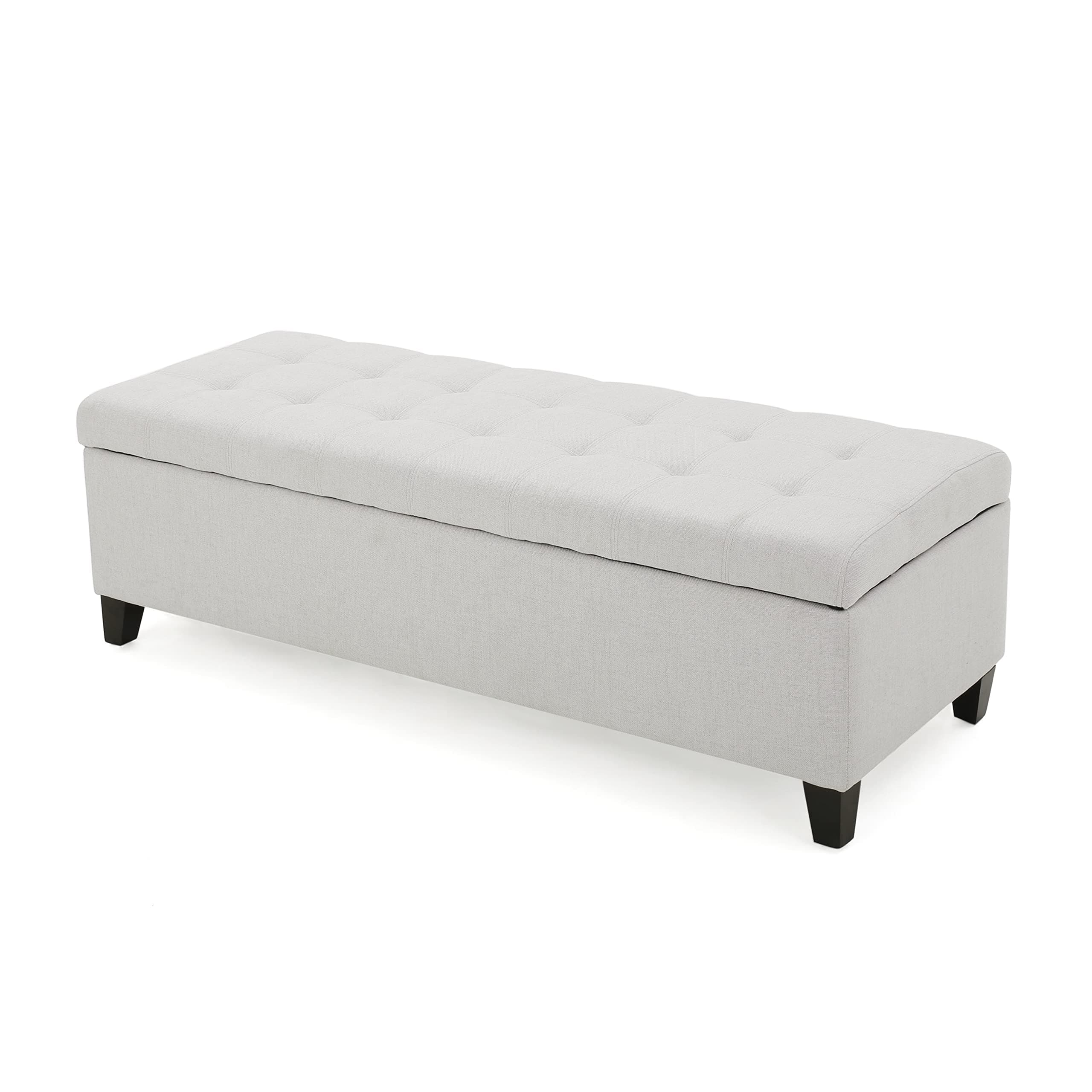 Mission Fabric Storage Ottoman, Light Grey