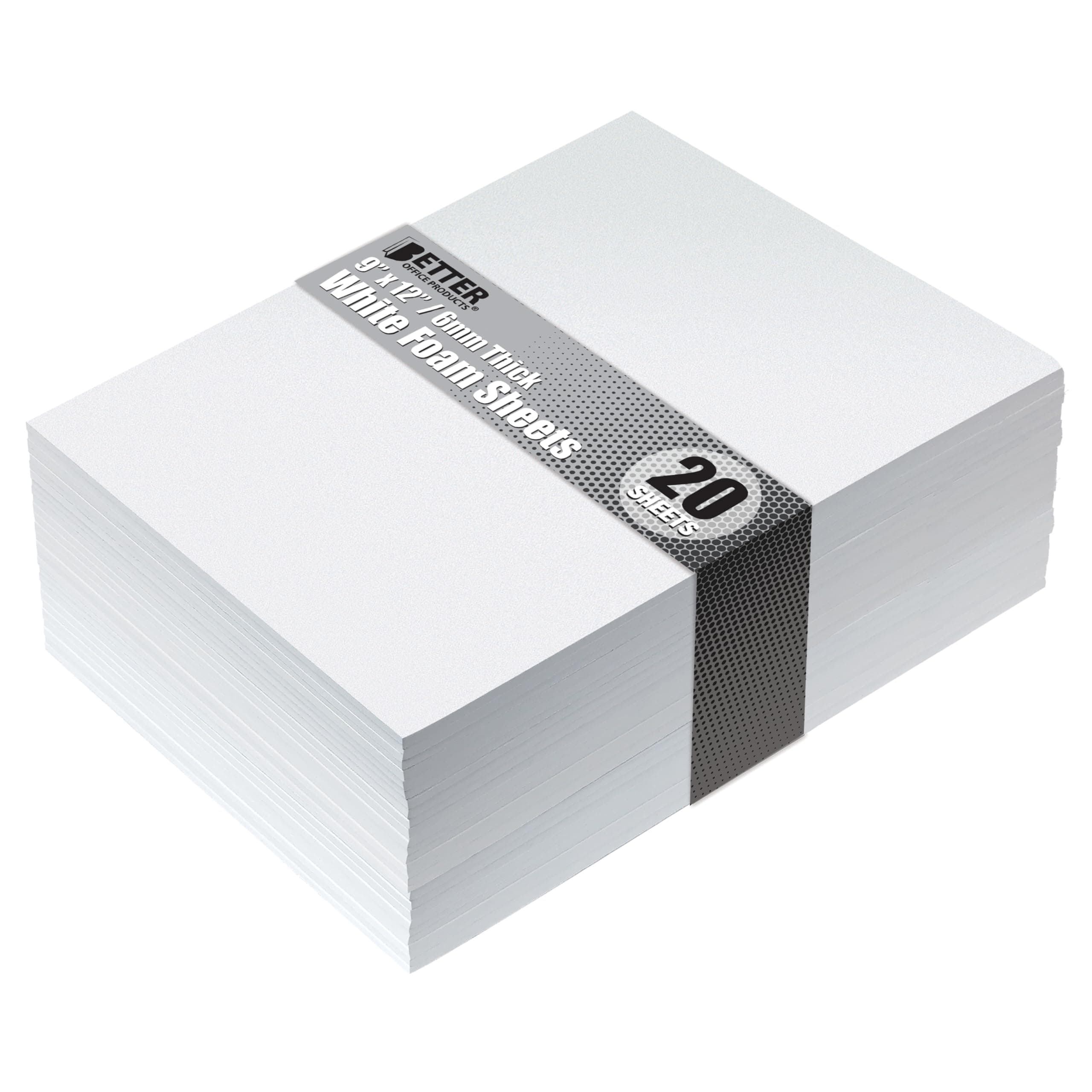 Better Office Products White EVA Foam Sheets, 20 Pack, 6mm Extra Thick, 9 x 12 Inch, White Color, for Arts and Crafts, 20 Sheets Bulk Pack