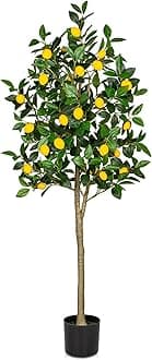 Oairse 150 cm Artificial Plants Large Lemon Tree Artificial Plant Lemon Tree Large in Pot Artificial Tree for Indoor and Outdoor Use Modern Decoration Bathroom Living Room Bedroom Balcony