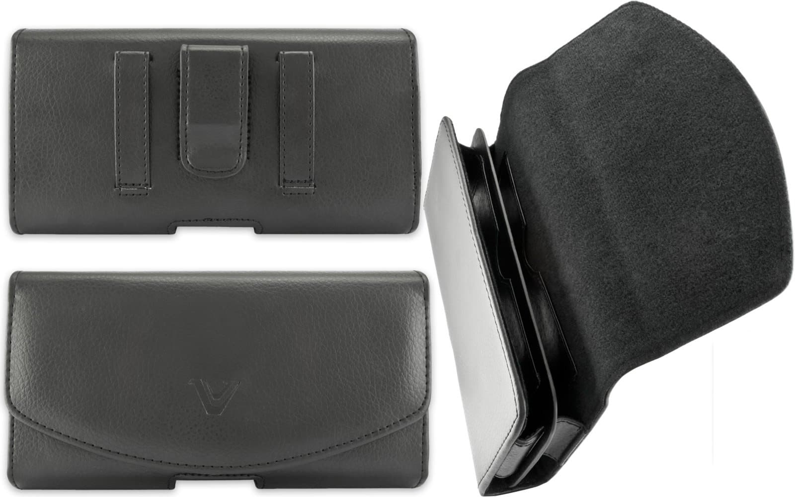 Premium Cell Phone Dual Case Pouch Double Decker Fits Two iPhone 11 Pro Max, 11, XS Max, 8 Plus, 7 Plus, 6 Plus, with Ultra Thin Case/No Case/Similar (Each Phone Measuring 159 x 80 x 9mm or Less)