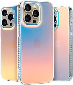 LONLI Hue - for iPhone 14 Pro Case - Fluorescent Coloful Holographic Iridescent Phone Case - [360° Shock-Absorbent Bumper] - Cute, Unique and Aesthetic Phone Cover for Women and Girls