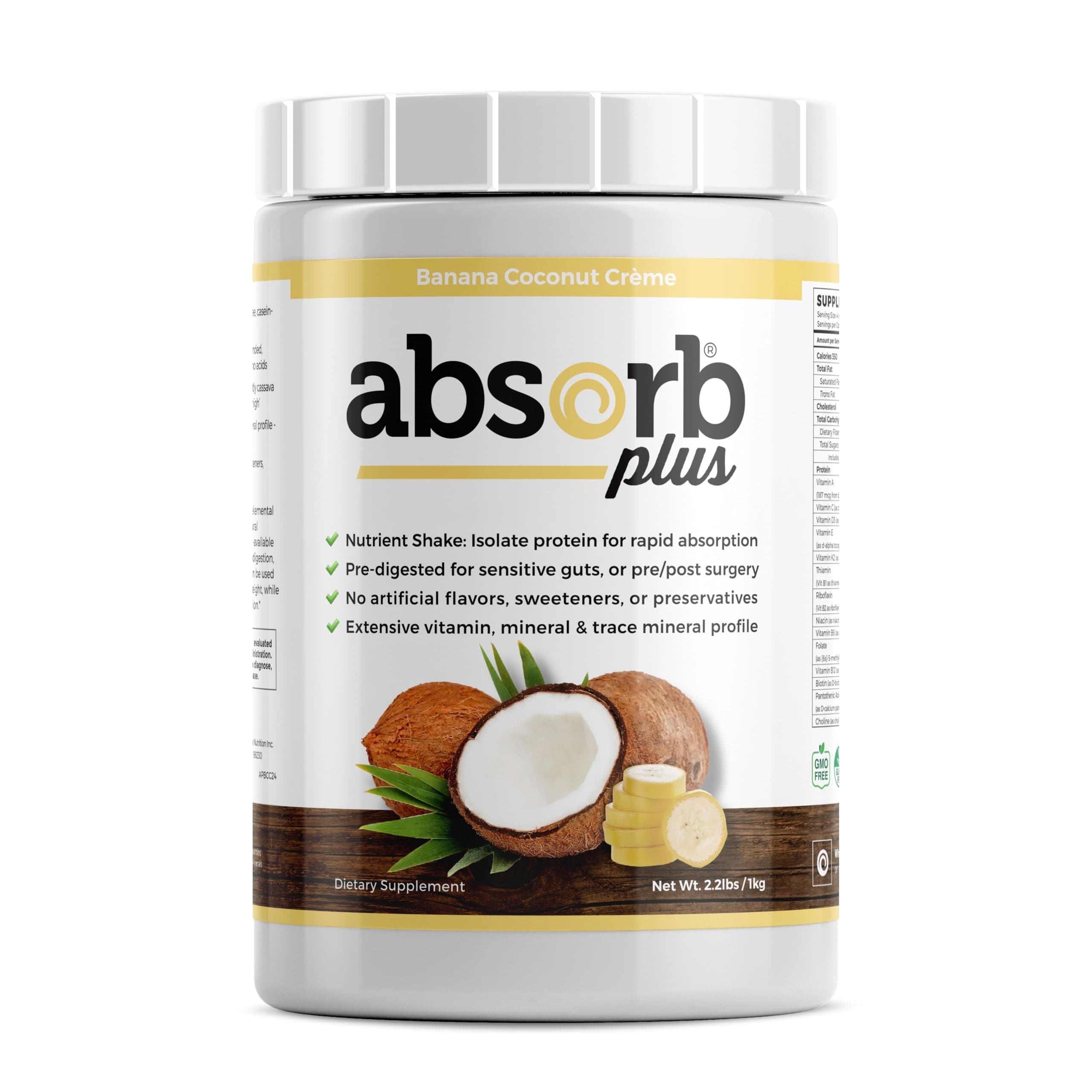 Isolate Protein - Diet Supplement for Improved Gut Health, Extra Nutritional Support, Non-GMO, Gluten-Free, Lactose-Free, Casein-Free (2.2 Lbs, Banana Coconut Creme)