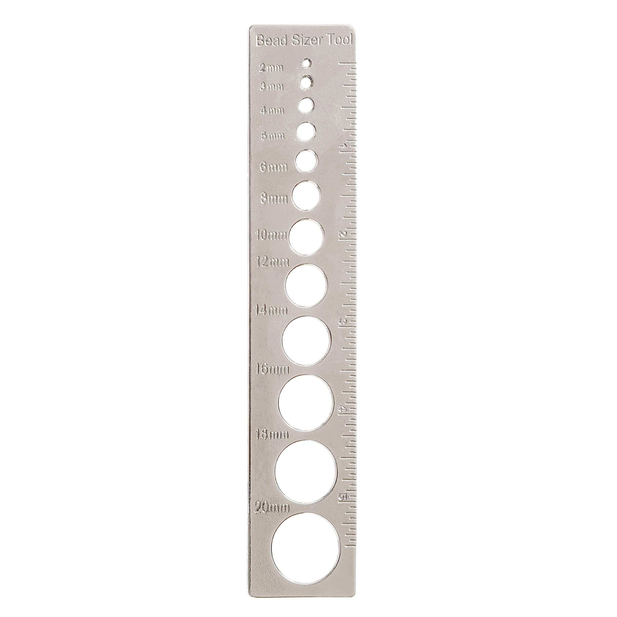 Darice Bead Sizer and Ruler: 2 mm to 20 mm, 5.5 inches, Silver