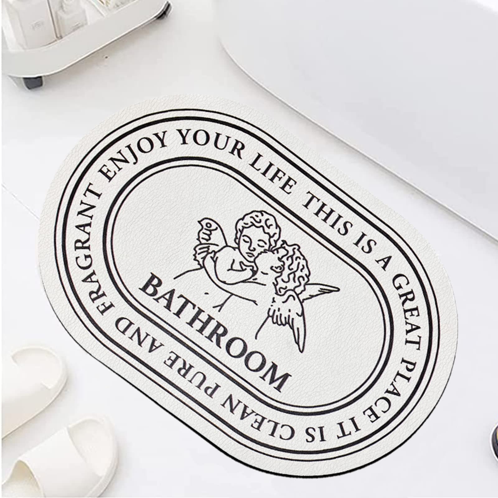 Bosap Bath Mat,Non-Slip and Thin,Cute Super Absorbent Floor Mat with Rubber Backing,Stain Resistant Easy Clean,Get Naked Bath Mats,Black and White Bathroom Décor.