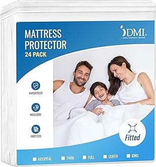 DMI Waterproof Queen Mattress Protector, White, Pack of 24