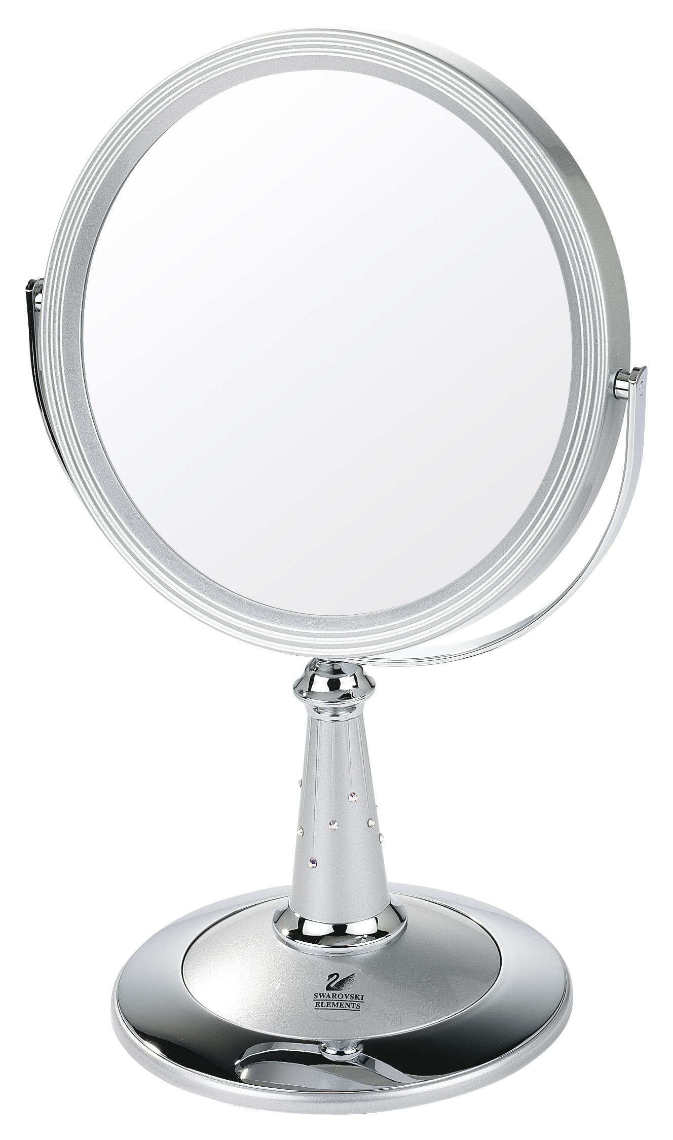Danielle Creations Double-Sided Makeup Mirror, 1X / 7X Magnifying Freestanding Tabletop Mirror – 17.5cm Round, Silver & Chrome
