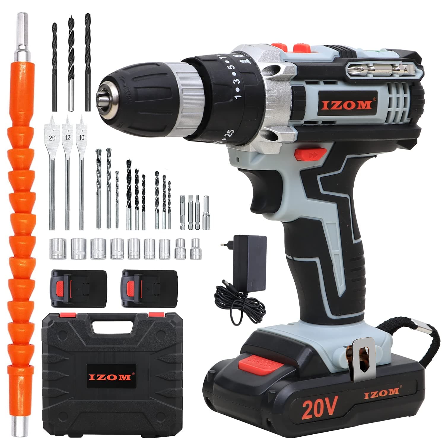 IZOM IZ-CDK-20V Cordless Drill Machine Kit With Multiple Torque Settings & A Keyless Chuck for Automatic Spindle Locking