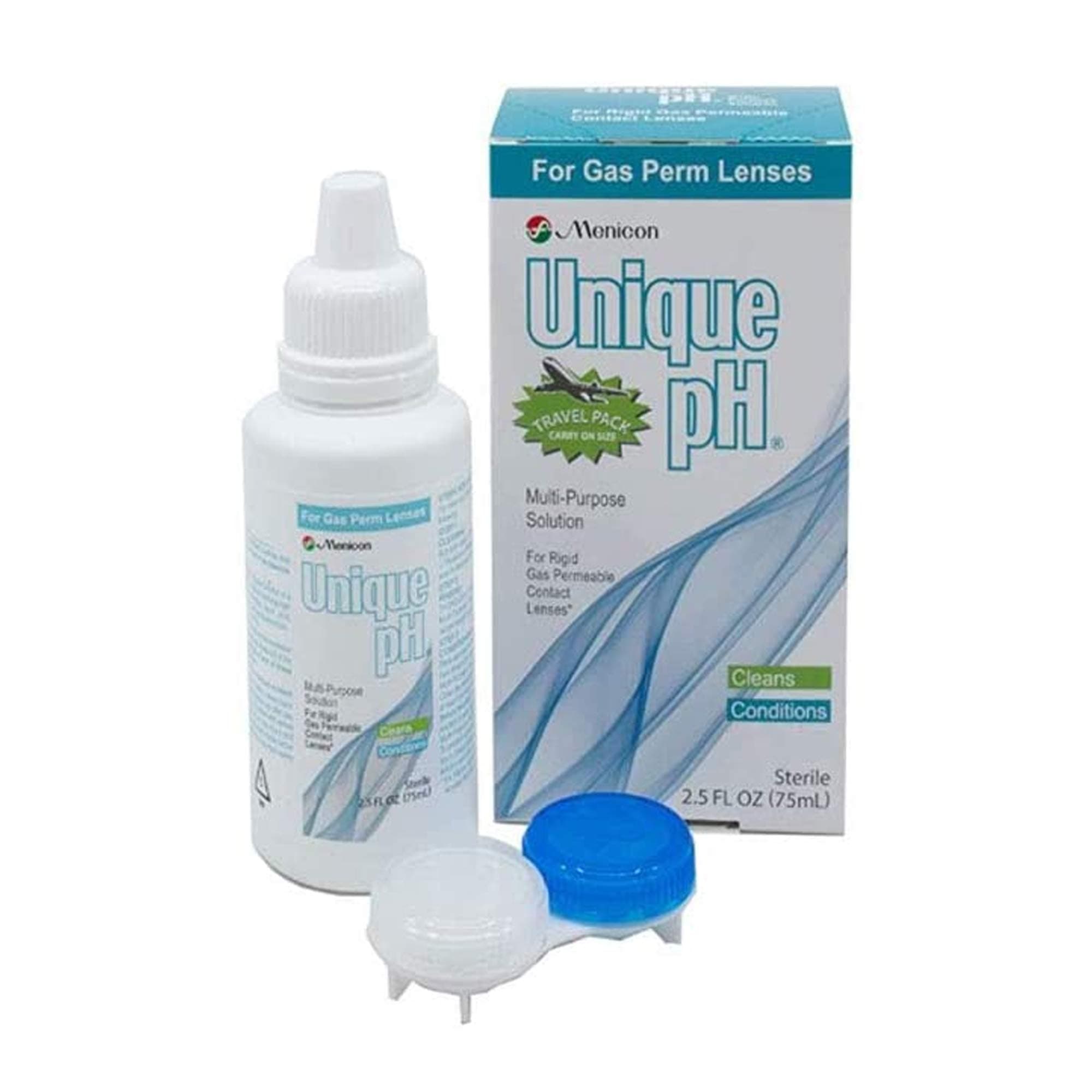 Unique pH Travel Pack- Multipurpose Solution for Gas Permeable Contact Lenses -2.5 Fluid Ounces