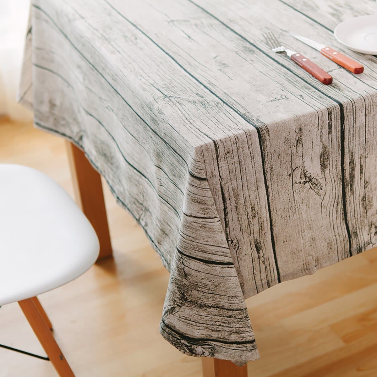 Beichen Tablecloth Cotton and Linen Table Cloth Wood Grain Simulation Bark Retro Soft Table Cover Photography Background Cloth 140 * 100cm(55 * 39inch)