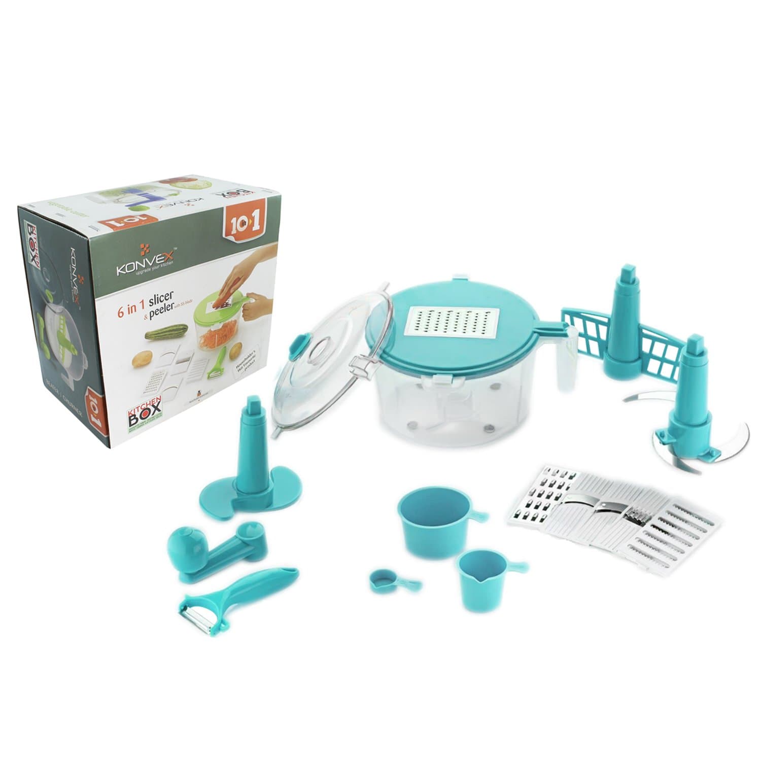 Chefzone 14-Piece Dough Maker, Vegetable Cutter, Slicer, Dicer, Atta Kneader (Blue)