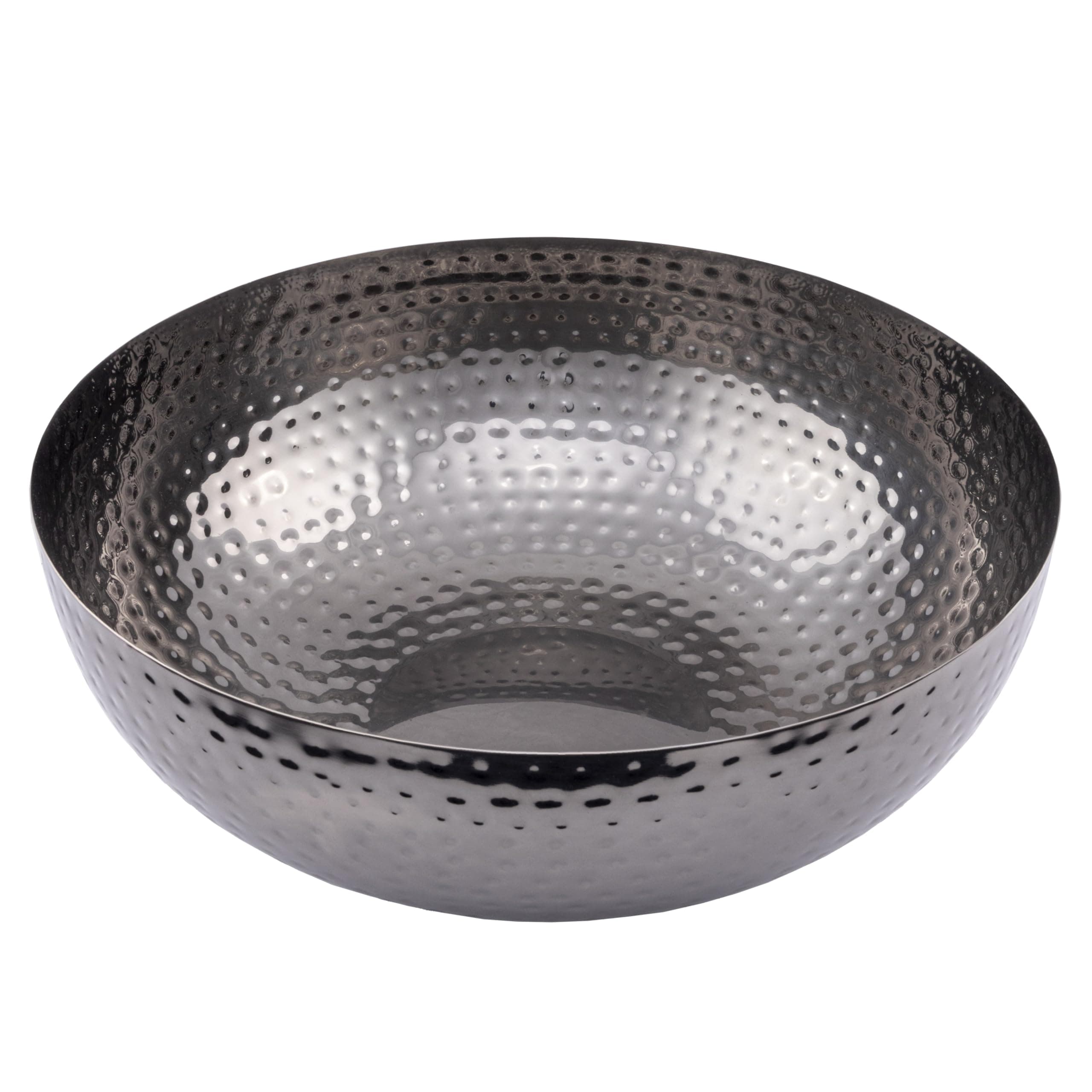 Creative Co-Op Round Hammered Metal Bowl, Oxidized Silver
