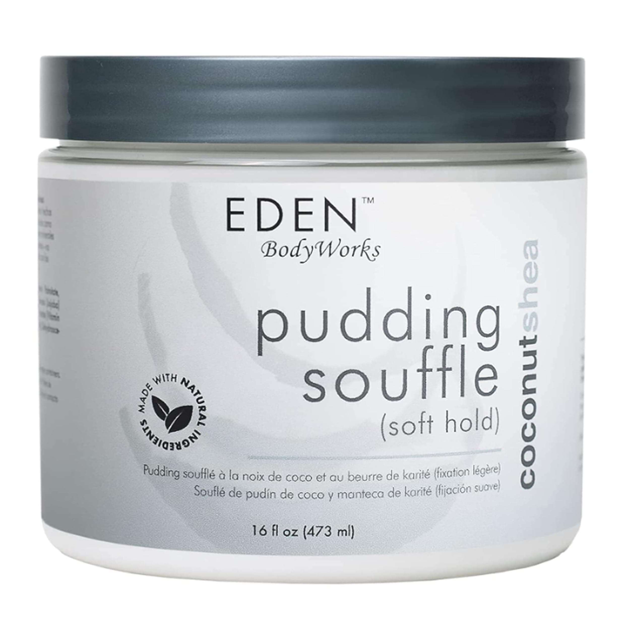 EDEN BodyWorks Coconut Shea Pudding Soufflé | Curl Cream for Curly Hair Products| Styling Cream for Soft Curls Hair Products | 16 oz