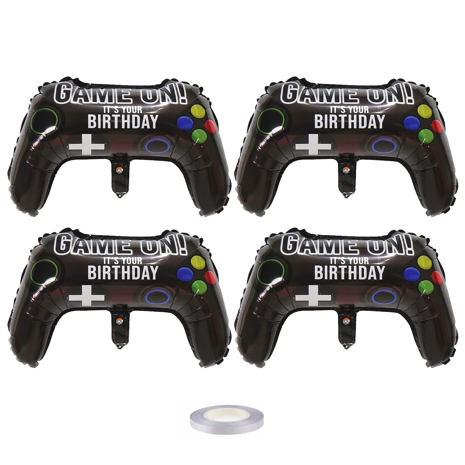 Video Game Party Balloons, 4 PCS Game On Controller Foil Balloons For Birthday Gamer Party Decorations
