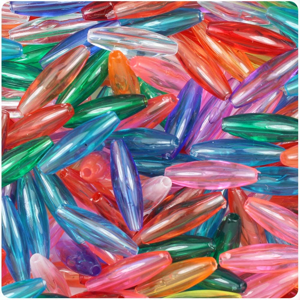 Transparent Multi 19mm Spaghetti Craft Beads (150pcs)