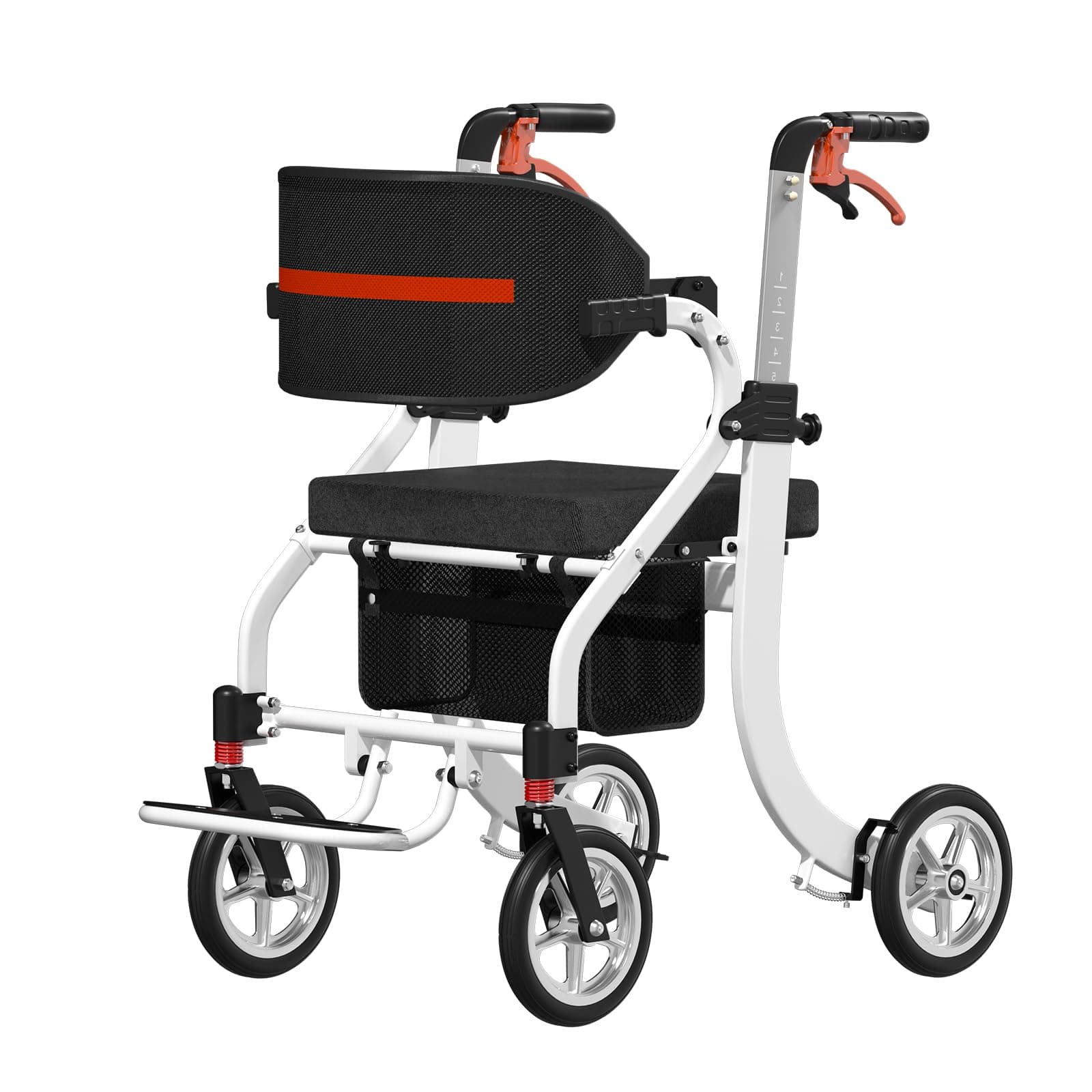 Nihhcune 4-in-1 Mobility Wheelchair Combination, No Installation Design, Walkers for Seniors, Foldable Walker with Seat, Rollator Walker with Durable Aluminum, Ergonomic Design Rolling Walker, White