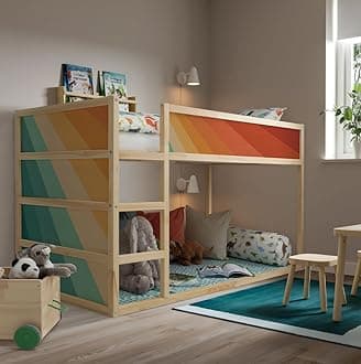 Colorful Strips Kura Bed Decal for Kids - Rainbow Pattern Kura Bed Sticker for Kids Room (Colorful)