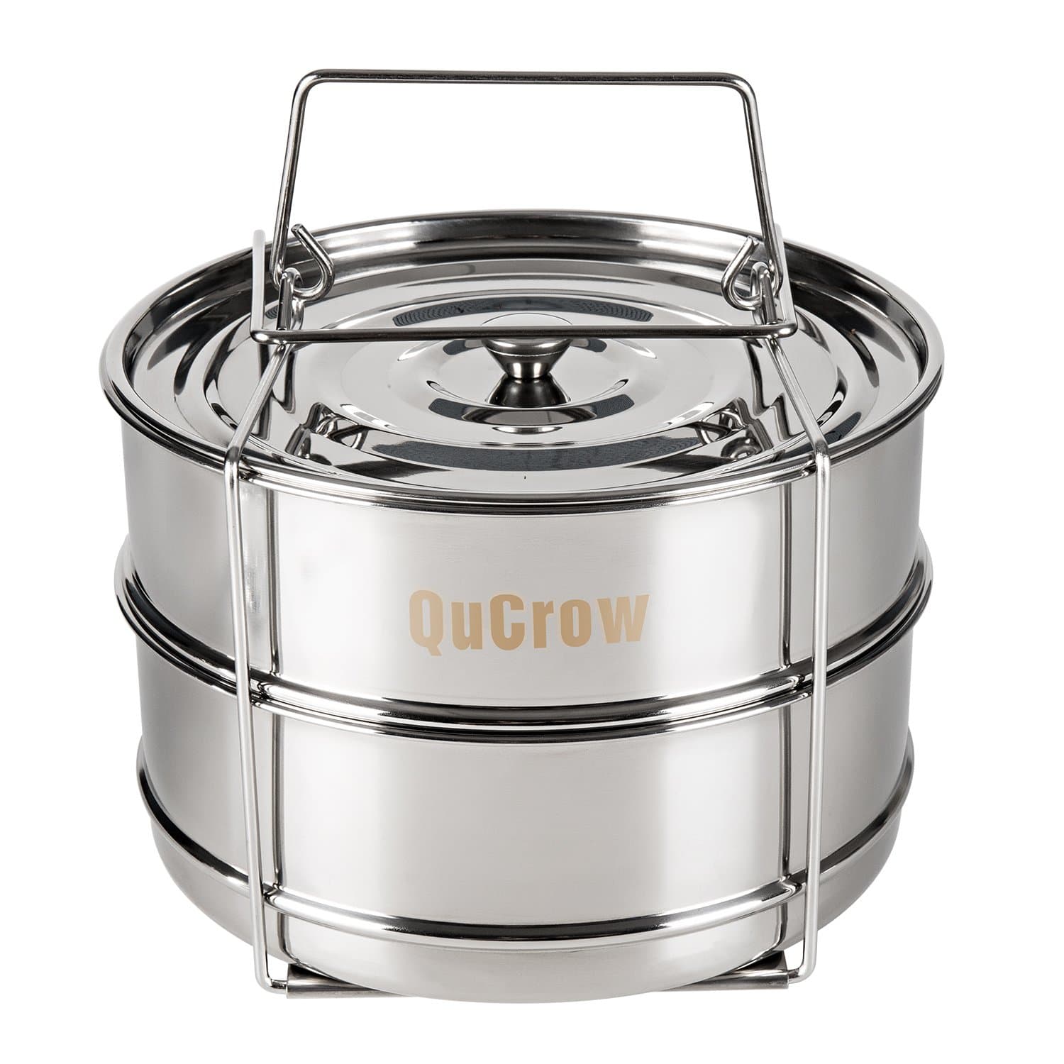 QuCrow Stackable Steamer Insert Pan with Sling - Stainless Steel Food Steamer for 6/8 Quart Pressure Cooker – Instant Pot Accessary