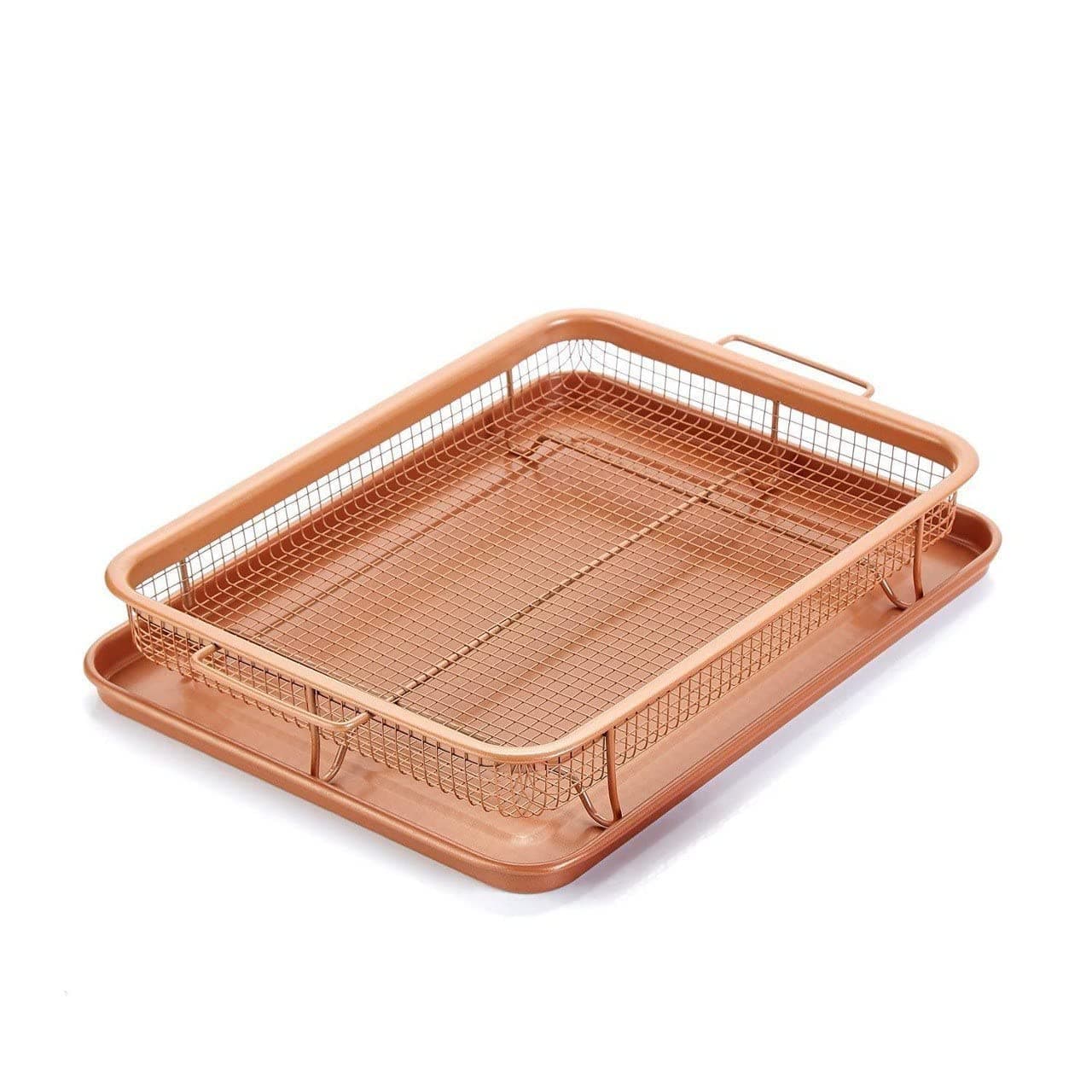 Kitchen Deep-Fried Food Drain Basin Rectangle Crispy Tray Filter Mesh Fresh-Keeping Basket Non-Stick Oil Pan Crisping Tray Oven Baking Tray Frying Basket and Baking Sheet (1)