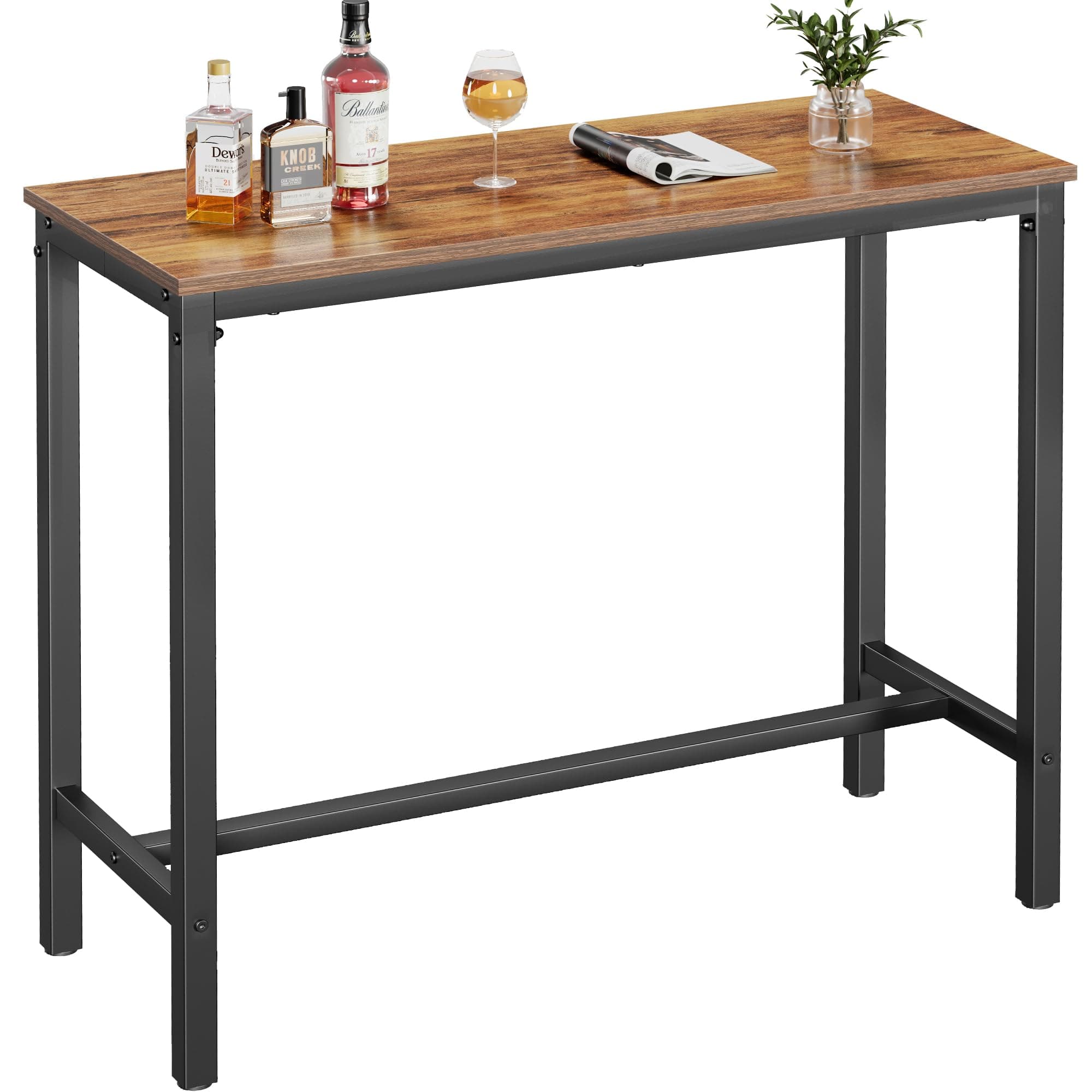 Mr IRONSTONE Bar Table, 39" High Top Pub Table Rectangular Bar Height Table Sofa Console Table Dining Coffee Table, for Narrow Space, Living Room, Sturdy Metal Frame, Easy to Set Up, Vintage