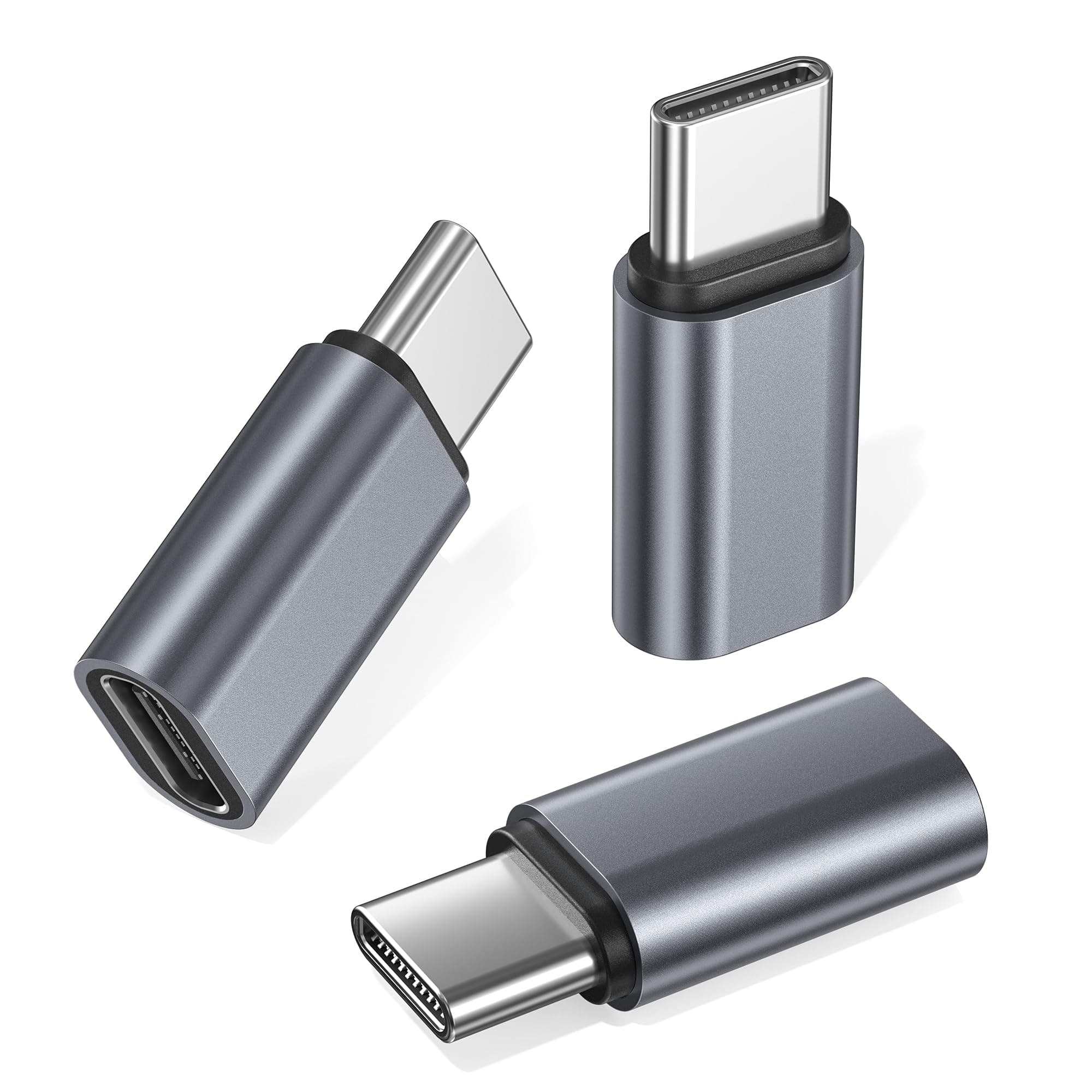 RUXELY USB Type C Extender Adapter 3Pack,PD 100W 40Gbps USBC Male to Female Extension Converter,Thunderbolt 4 3 Extended Connector for iPhone 17e 17Pro Max,Otterbox Case,MacBook Pro,Samsung S26