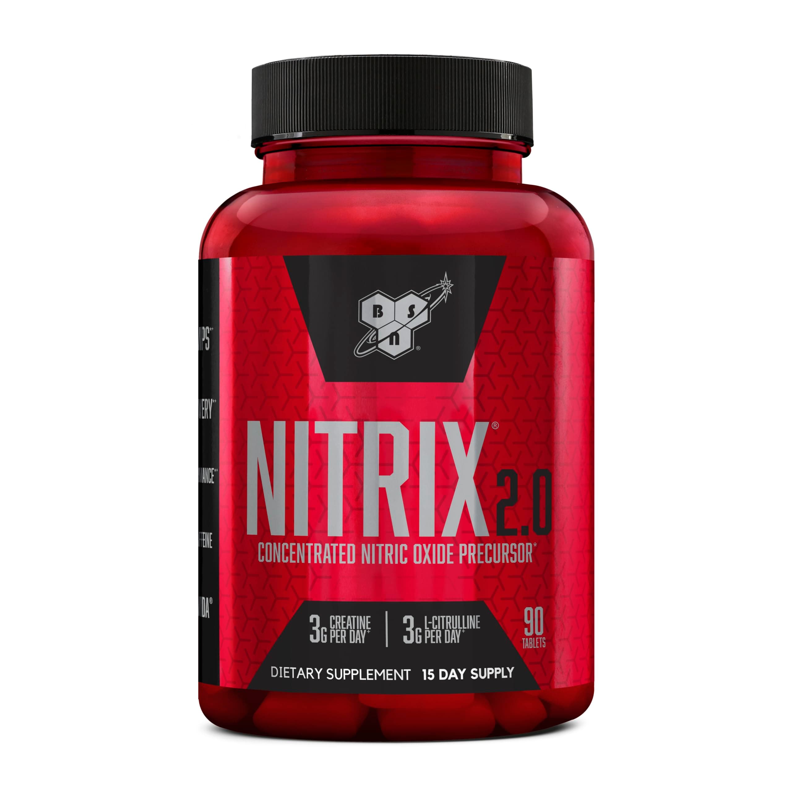 NITRIX 2.0, Workout Supplement, Nitric Oxide Precursors, 3g Creatine, 3g L Citrulline, L-Citrulline, Supports Workout Performance, Pumps, Muscle Recovery and Endurance, 90 Tablets, 30 Servings