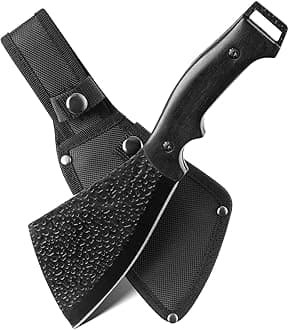 Leopcito 11 Inch Hatchet with Sheath, Small Compact Machete Axes, Fixed Blade Full Tang Camping Tactical Knife for Woodworking, Garden Machete Axe with Sheath for Bushcraft Yards Bushes Wood, A1BK