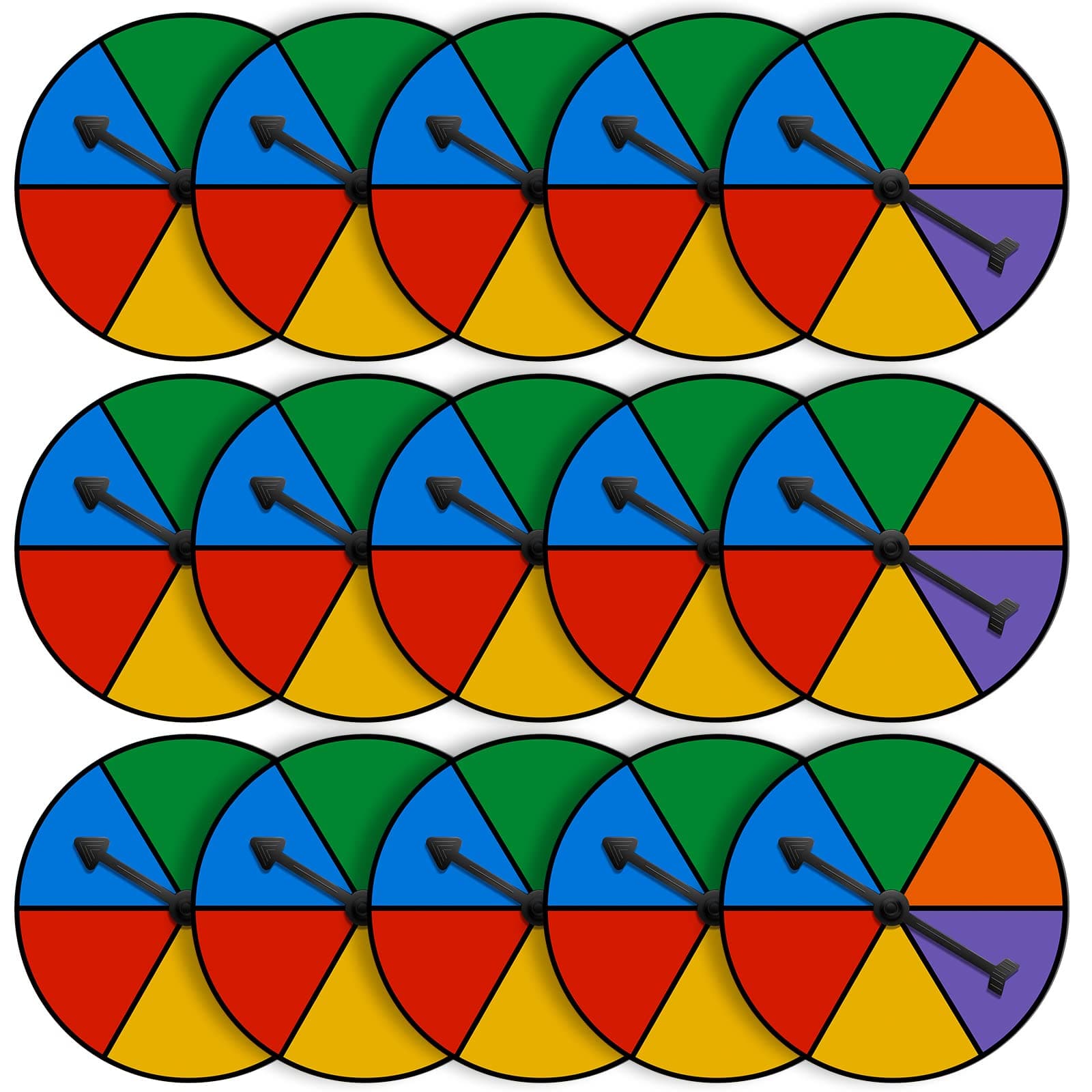 Sotiff 15 Sets Game Spinner Wheel Blank Erasable Math Game Spinner Board with Plastic Rotating Arrows for Prizes