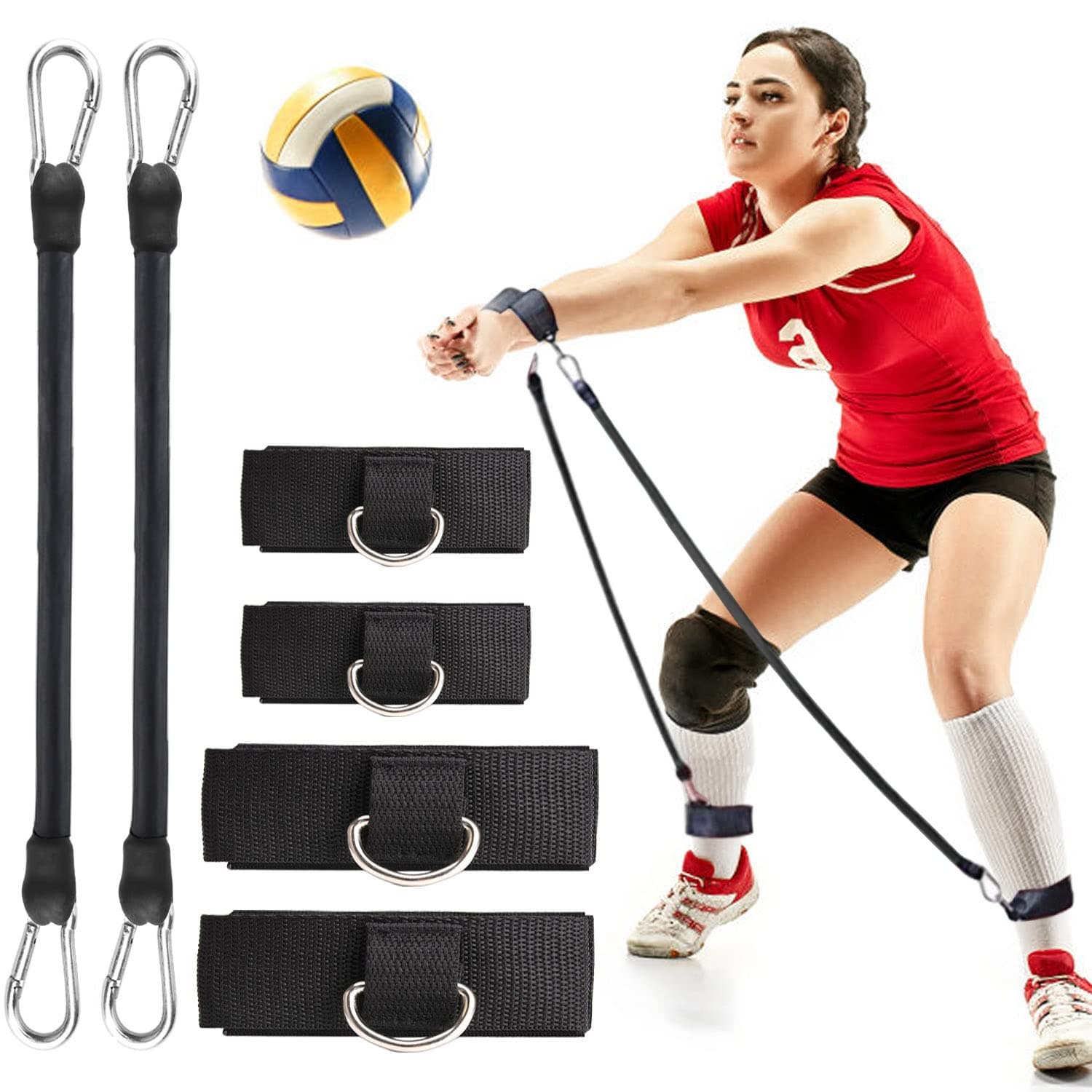 TOBWOLF Volleyball Training Pass Rite Aid Resistance Band, Elastic Pull Rope Exercise Resistance Band, Volleyball Jump Bounce Drills Rope Agility Training Prevent Excessive Upward Arm Movement - Black
