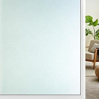 Qualsen Privacy Window Film Frosted Glass Film Matte White Non-Adhesive Static Window Cling Anti-UV Window Sticker for Bathroom Home Office Kitchen Living Room Front Door (35.4 x 157 Inch)