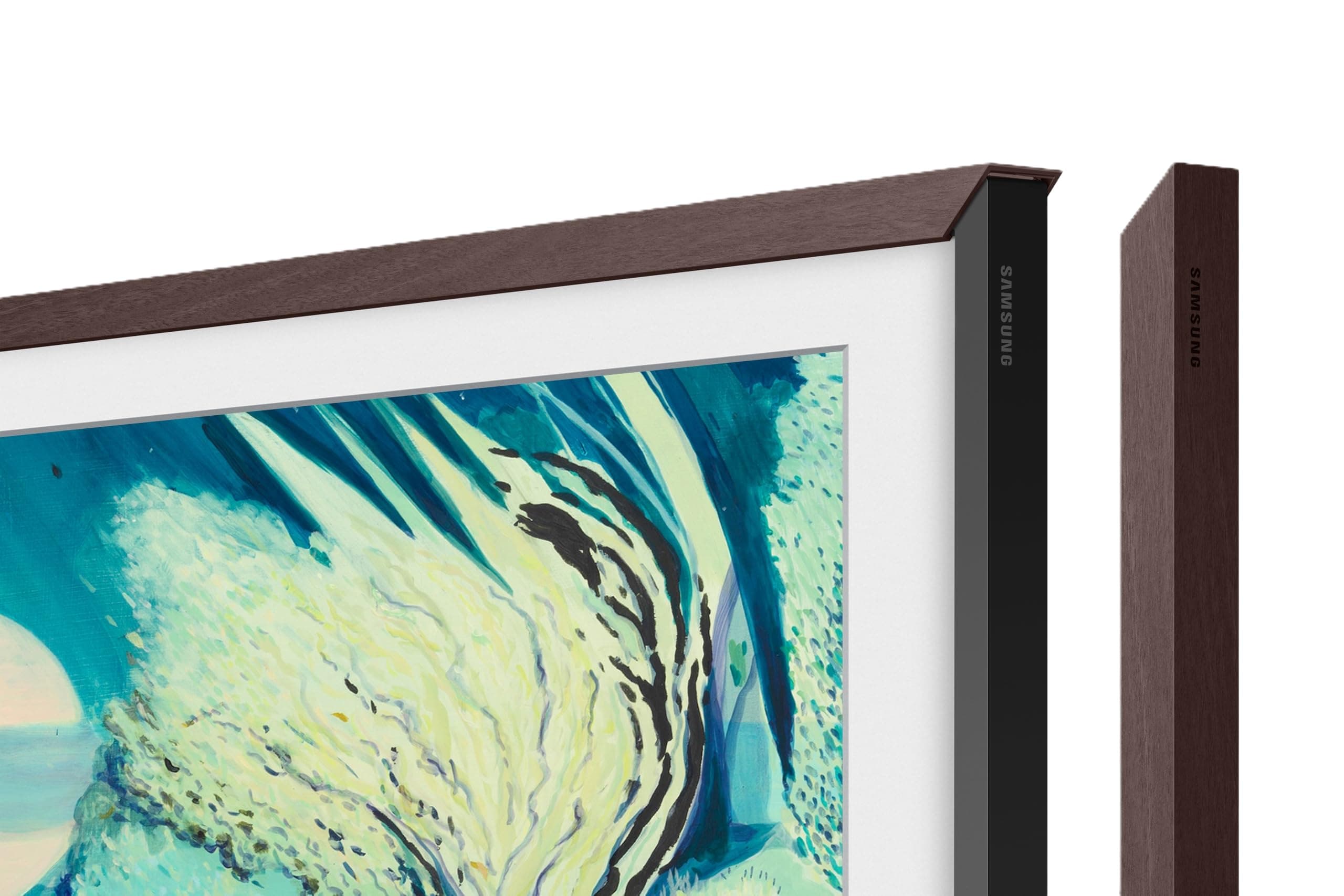 SAMSUNG 43-inch The Frame Customizable Bezel Modern White (VG-SCFA43BWBZA, 2021 Model), Brown
