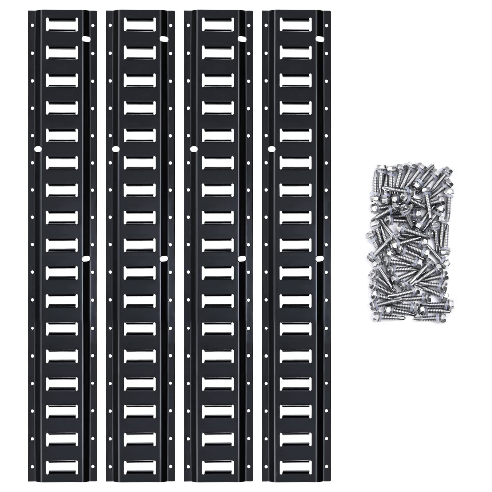 Trekassy E Track Tie-Down Rail Kit with Screws, Heavy Duty 5ft Etrack Rails for Garages, Vans, Trailers, Motorcycle Tie Downs, ATV Mountings(4 Pack)
