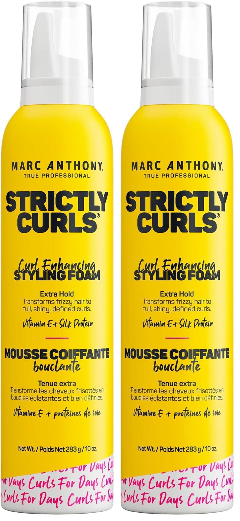 Marc Anthony Curl Enhancing Styling Foam, Extra Hold | Vitamin E & Silk Proteins | Anti-Frizz | Mousse | Pack of 2