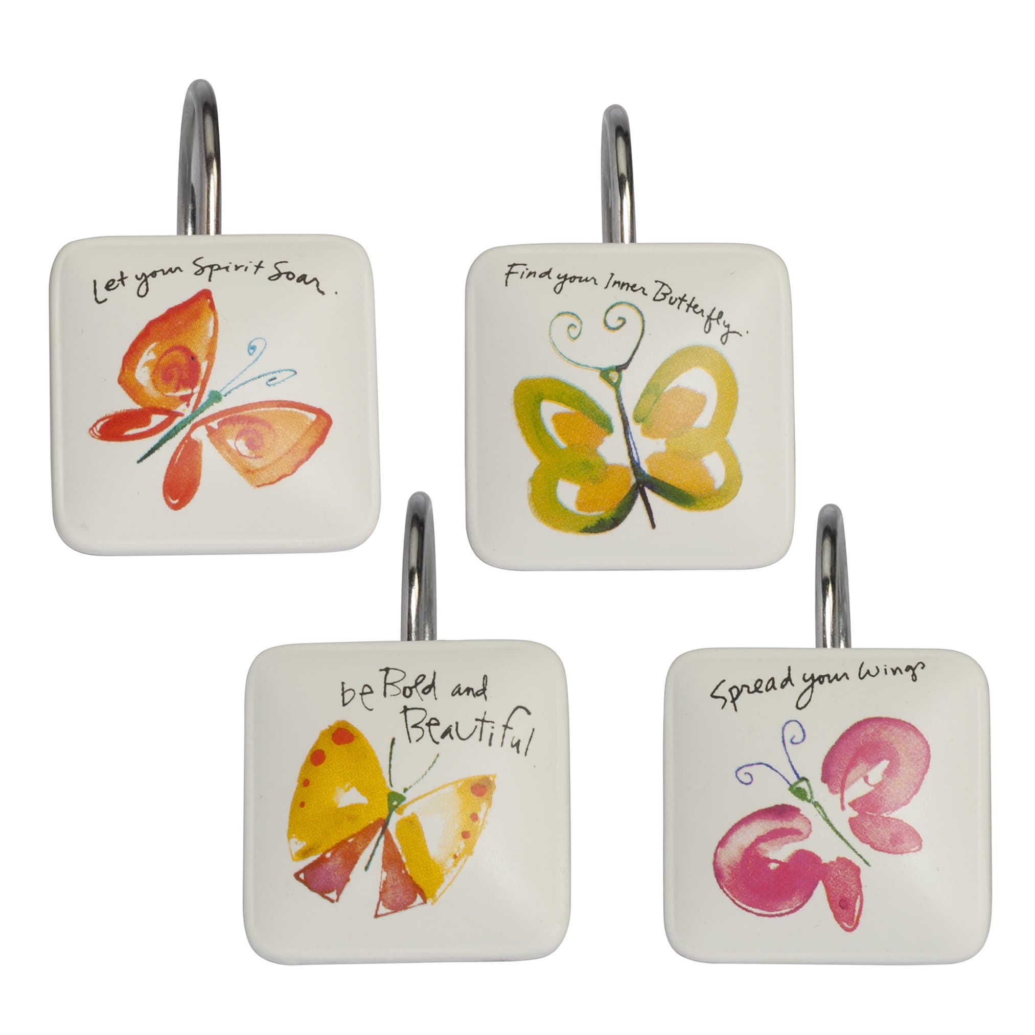Kathy Davis Flutterby Shower Curtain Hooks, Resin
