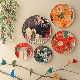 Vintage India Wall Plates for home decoration | Wall Decor items for living room | Metal Wall Décor | Gift items | Wall art | Wall showpiece | Home Décor Gift Items | Set of 5