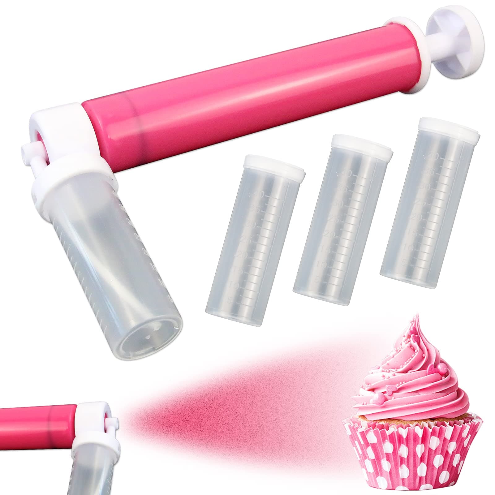 RainmaeManual Airbrush for Decorating Cakes, DIY Baking Tools with 4pcs Cake Spray Tube for Kitchen DIY Baking Cake Cupcakes Cookies and Desserts Decorating Cake Icing Coloring Tool, Kitchen Supplies