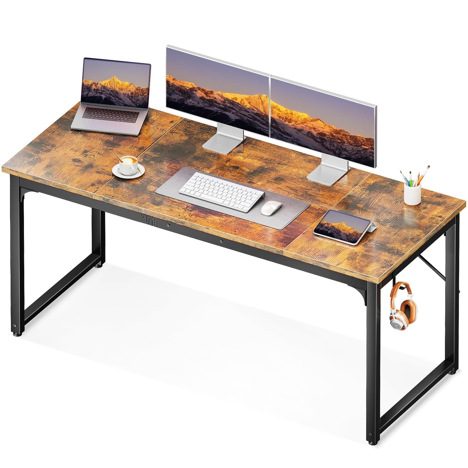 Coleshome 63 Inch Computer Desk, Modern Simple Style Desk for Home Office, Study Student Writing Desk, Vintage