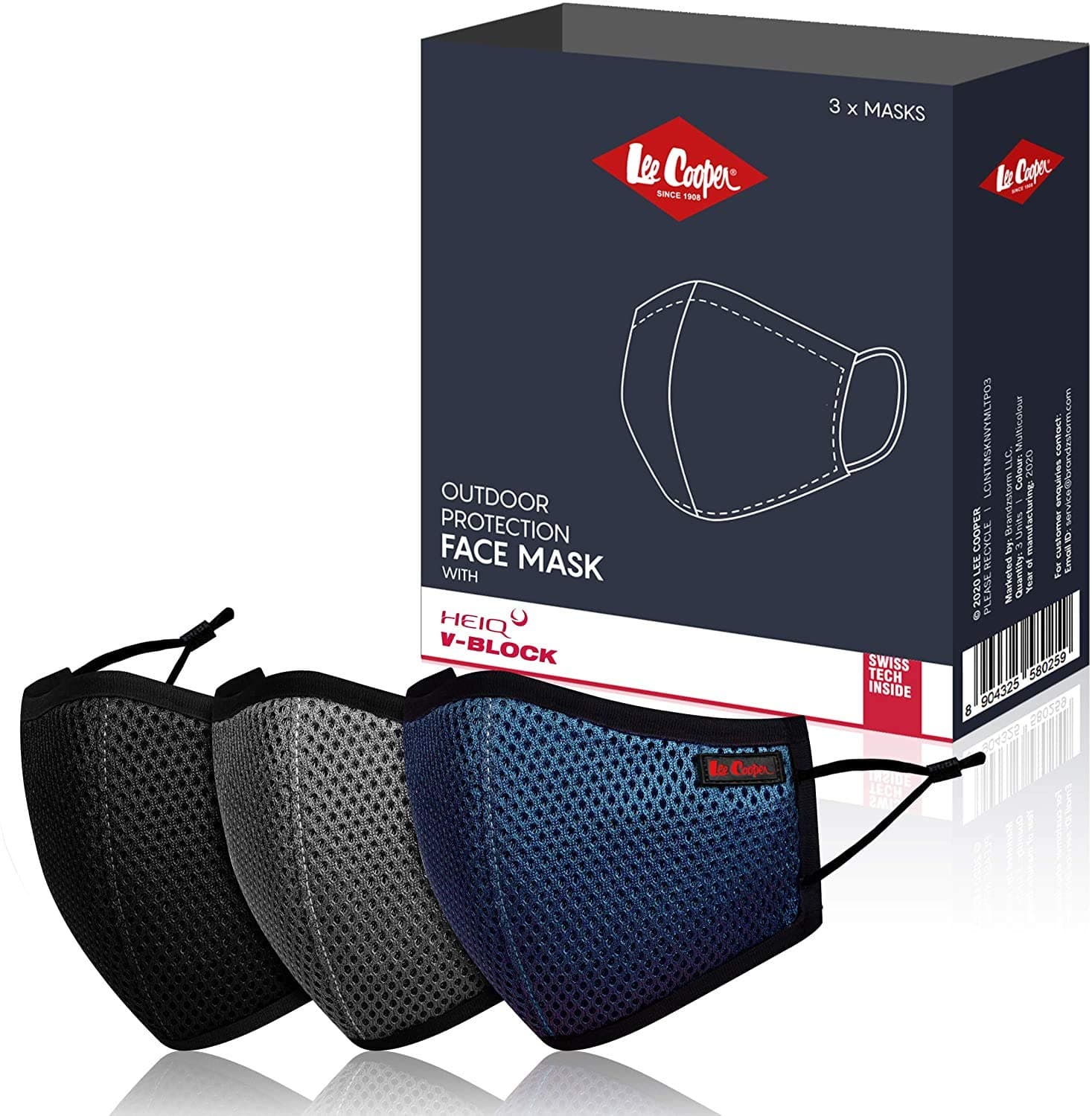 Lee Cooper Cotton Face Masks with HeiQ HyProTecht Filter and Minimum Fogging for Glasses Wearers