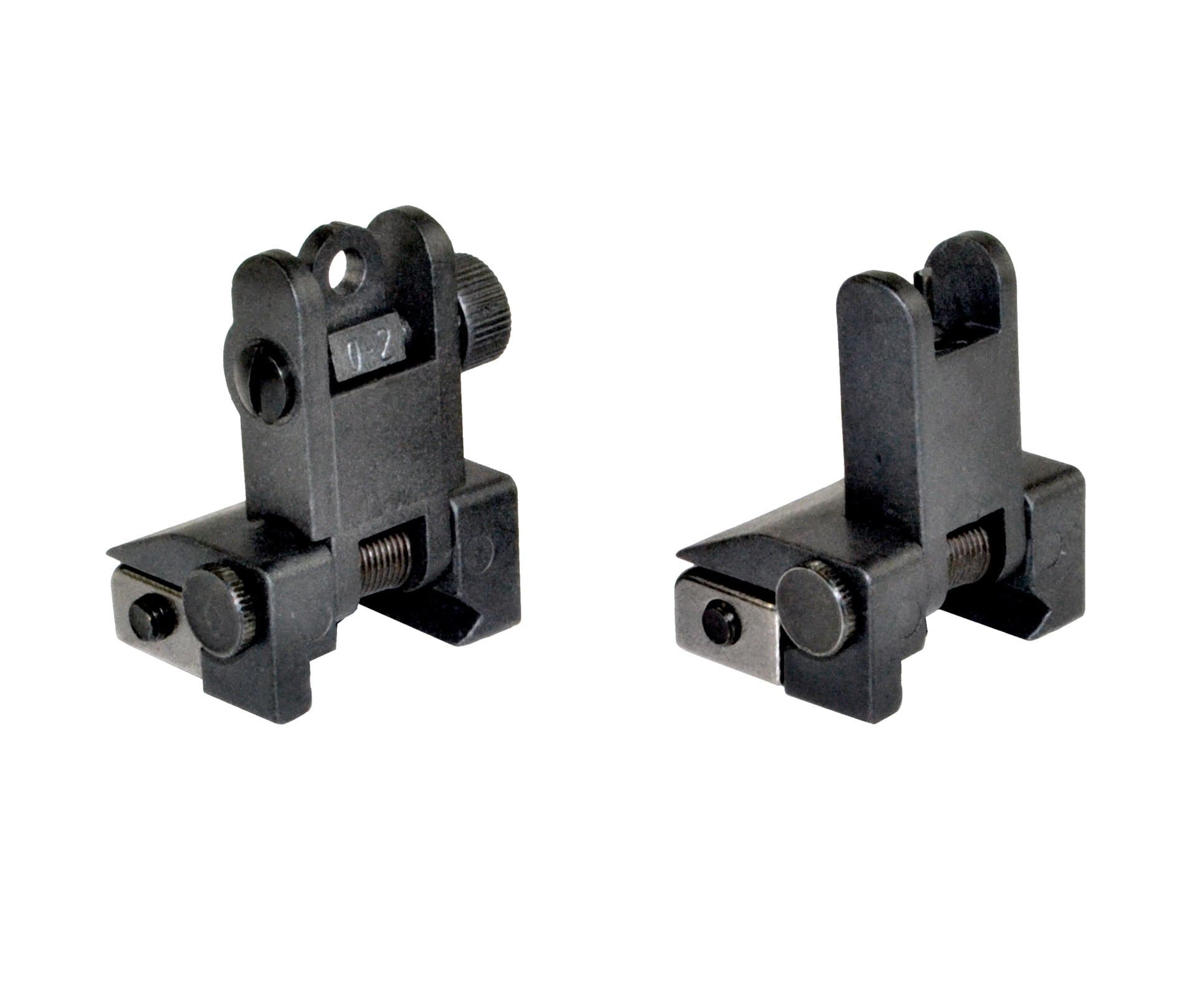 Sniper Grunt Back Up Iron Sight Front and Rear Set, Push Button Pop Up Engagement, High Strength Polymer with Integral Pica tinny Mount