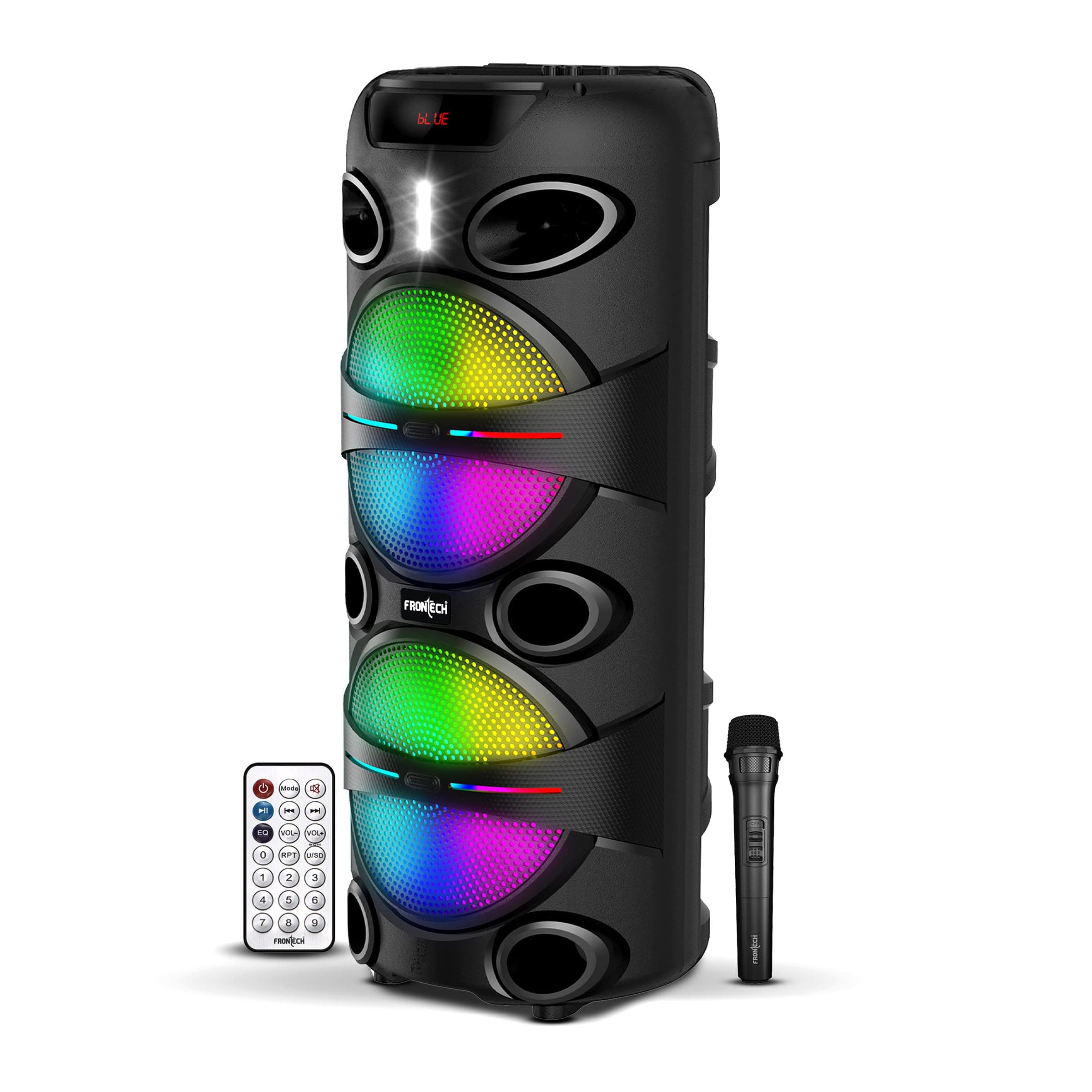 FRONTECH Groove Multimedia Wireless Trolley Speaker - 24W Output, Bluetooth 5.0, LED Display, Disco Light, Wheels, Handle - (SW-0179, Black)