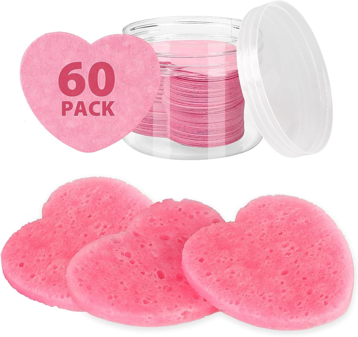 60pcs facial sponge with case