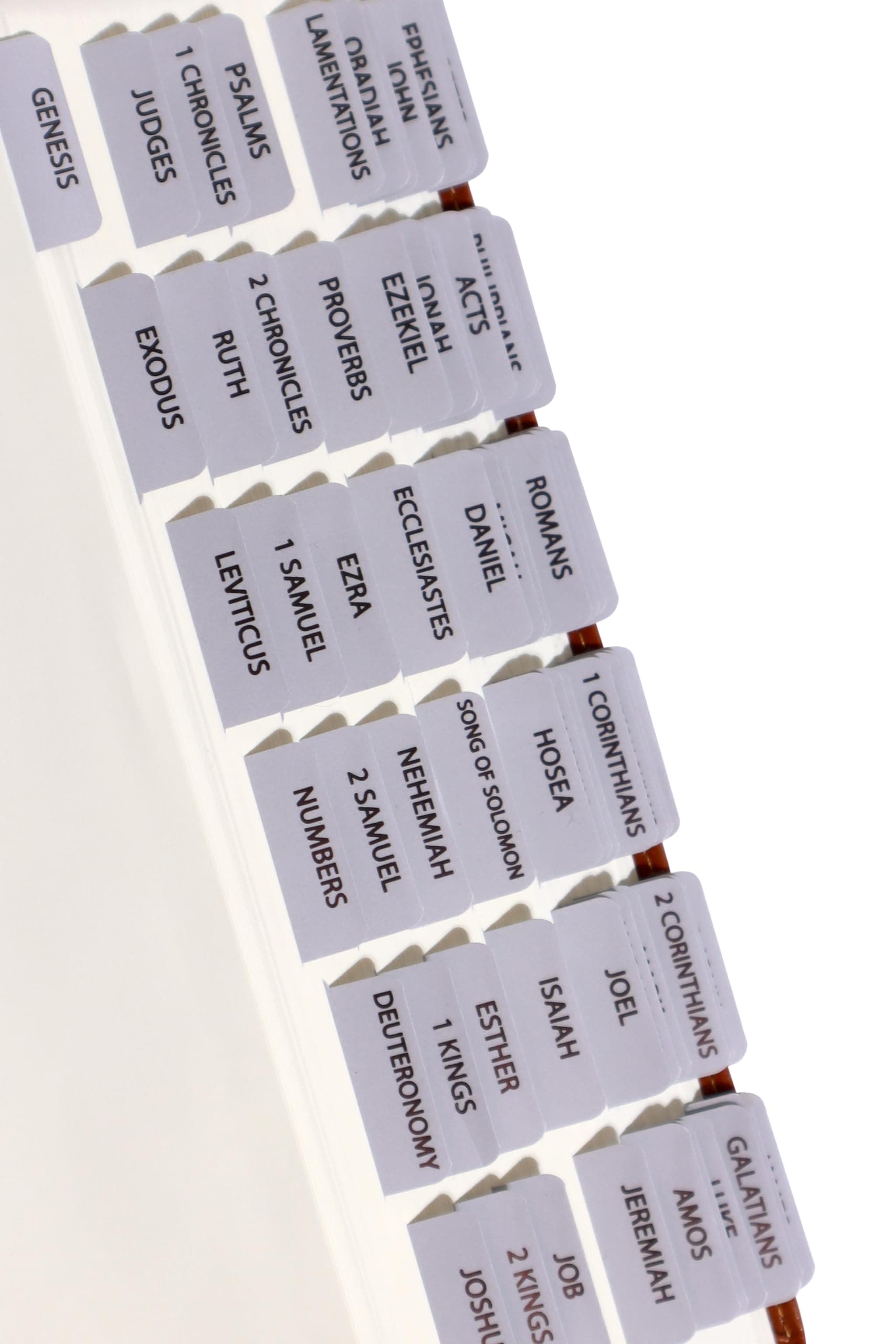 Idyllic Grace - Bible Tabs, Matte Black Lettering, Bible Study Tool, Bible Journaling, Old and New Testament, Christian, Catholic, Apocrypha, Index Labels, 90 Tabs, Matte Laminated, Durable - Strength