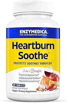 Enzymedica, Heartburn Soothe, Orange-Vanilla Flavour, Dietary Supplement, 90 chewable Tablets, Vegan, Gluten-Free, Soy-Free, Non-GMO