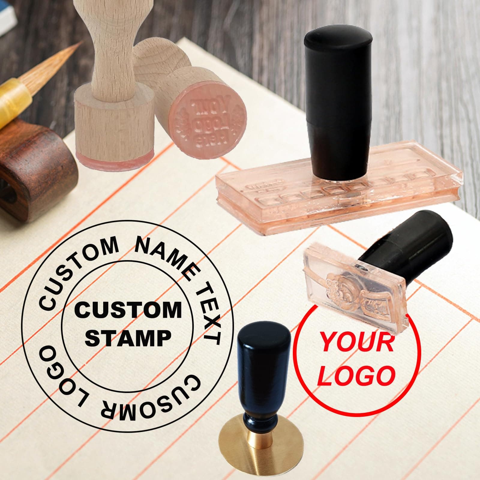 Custom Stamp with Logo Name, Multiple Size Personalized Rubber Stamps with Handle for Business,Stamp Maker,Return Address Stamps (Rectangular 1 * 3 in)