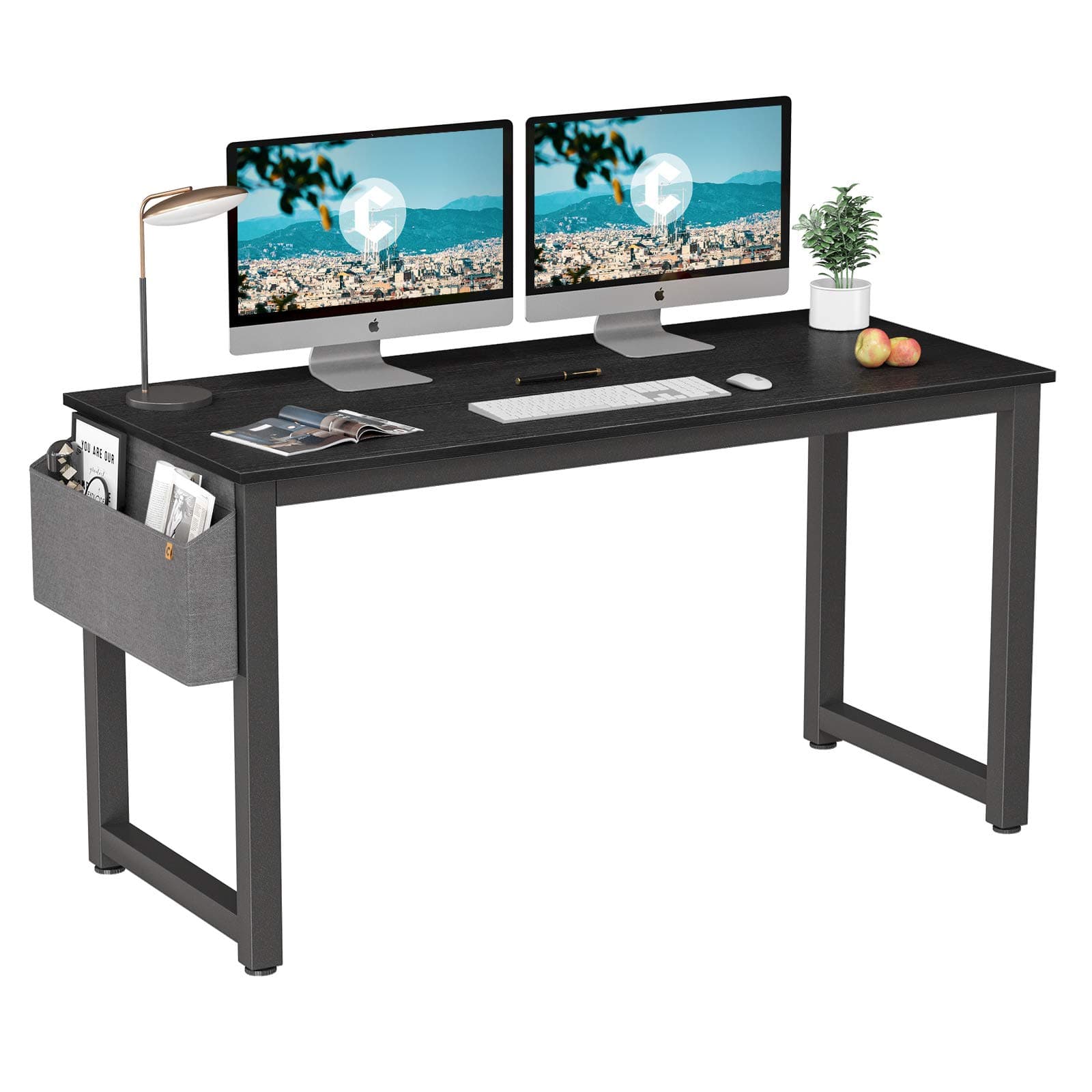 Cubiker Computer Desk 55" Modern Sturdy Office Desk Large Writing Study Table for Home Office with Extra Strong Legs, Black