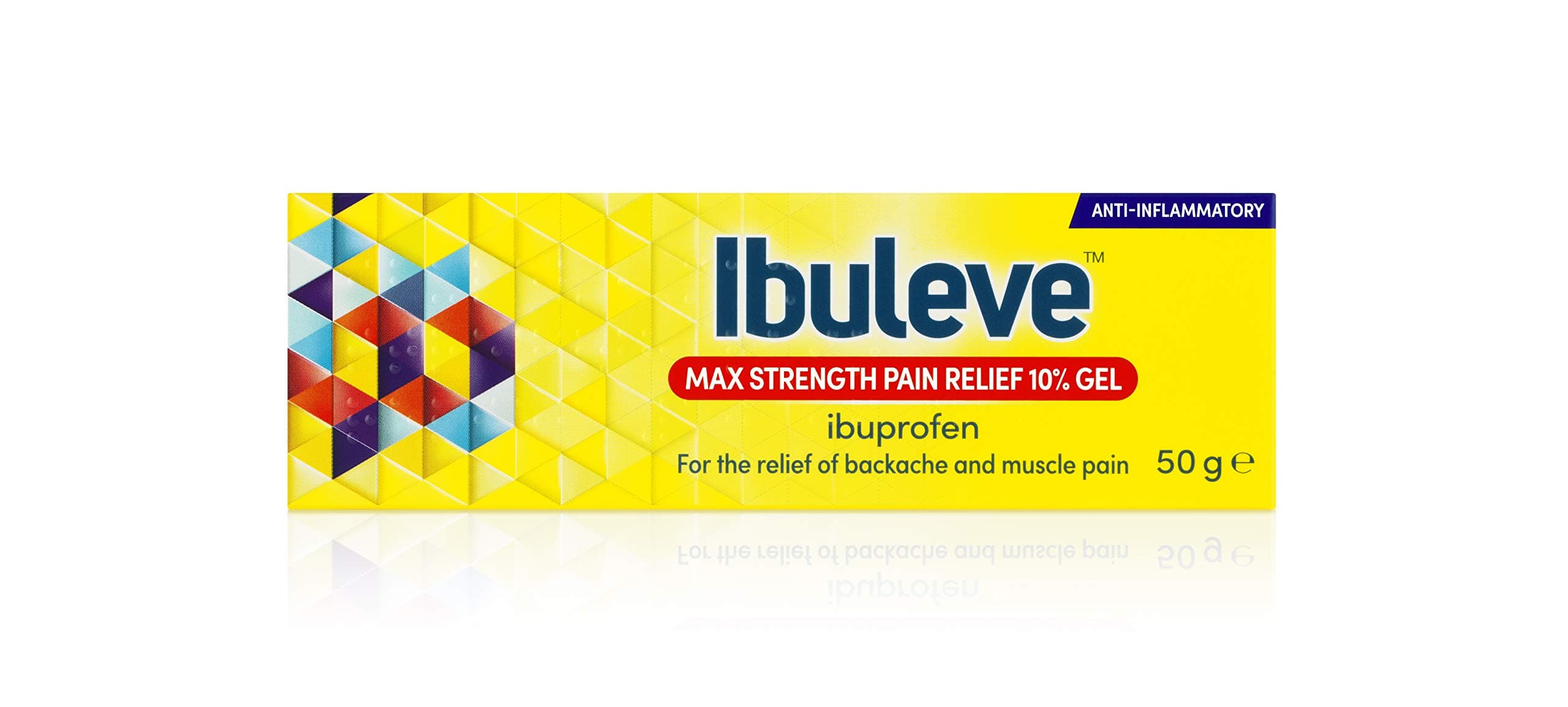 Max Strength Pain Relief 10% Ibuprofen Gel, Maximum Anti-Inflammatory Relief for Joint Pain, Sprains, Backache, Muscular Pains and Sports Injuries, 50 g