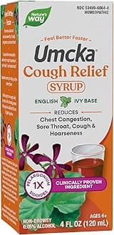 Nature's Way Umcka Cough Relief Syrup, Chest Congestion, Sore Throat, Cough, Hoarseness, Phenylephrine Free, Homeopathic, Non-Drowsy, 4 Fl Oz